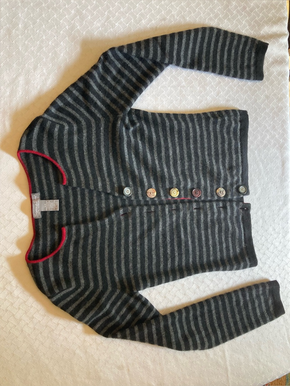 Women's Grey and Black Cashmere Cardigan Sweater